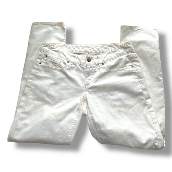 Lilly Pulitzer Vintage Designer White Low Rise Straight Fit Denim Jeans Size 8 - Picture 1 of 9